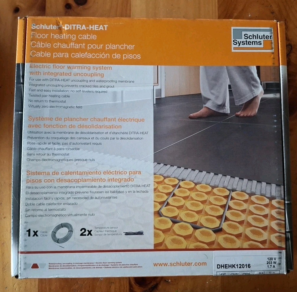 Schluter Ditra Heat Floor Heating Cable DHEHK12016 120V 52.9 ft (16 sq ft)