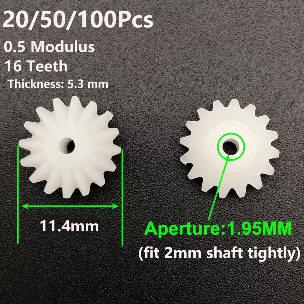16 Teeth Plastic Bevel Gear Helical Right Angle Gears for 2mm Shaft DIY Toys