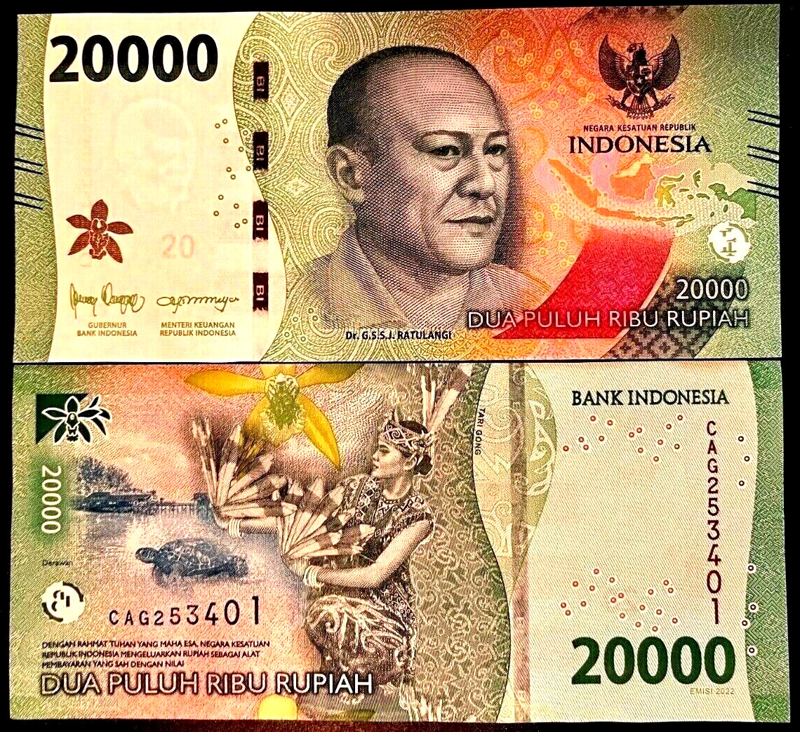Indonesia 20000 Rupiah 2022-2025 ( 20,000 x 1 ) Used World Currency IDR BANKNOTE