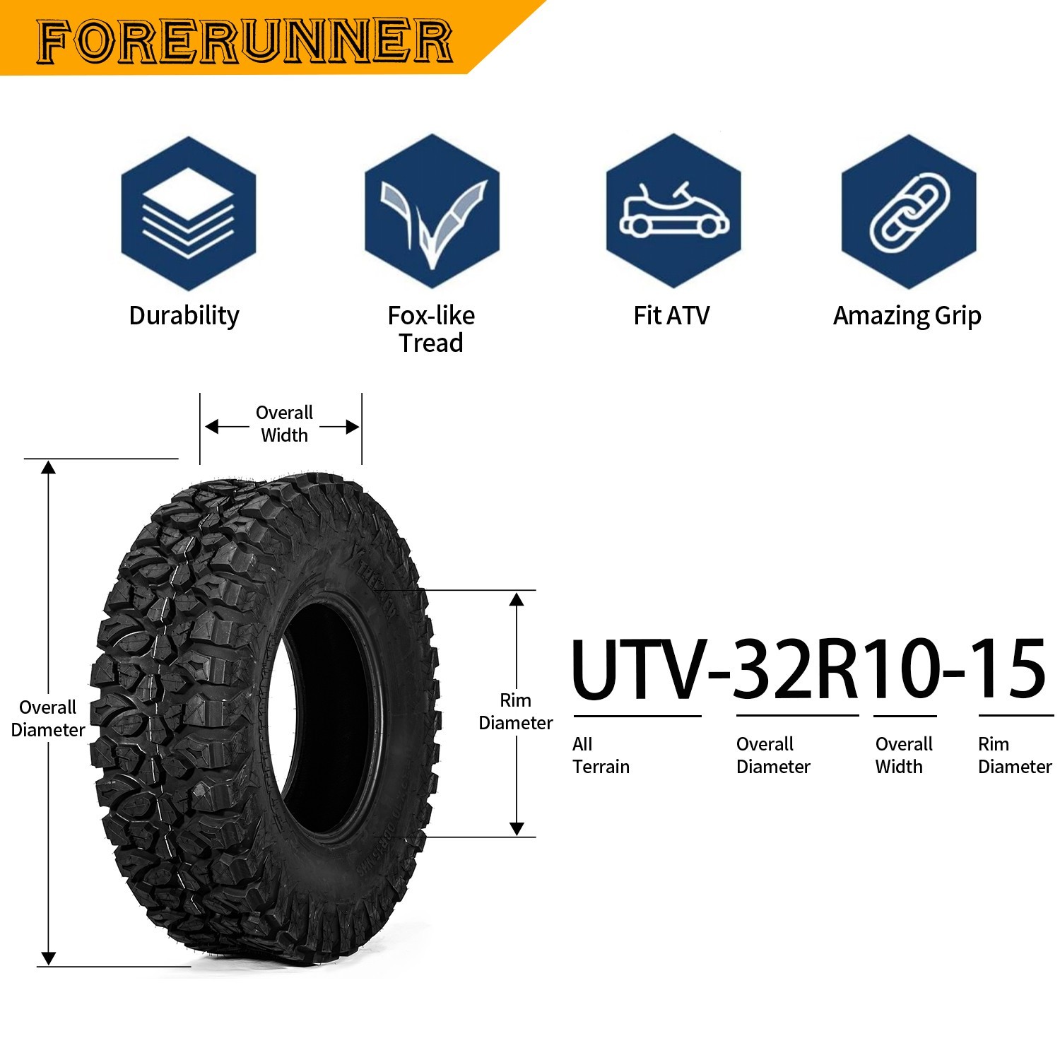 4X 32x10x15 10PR Radial 32x10R-15 ATV UTV Tires 32 10R 15 All Terrain Heavy Duty