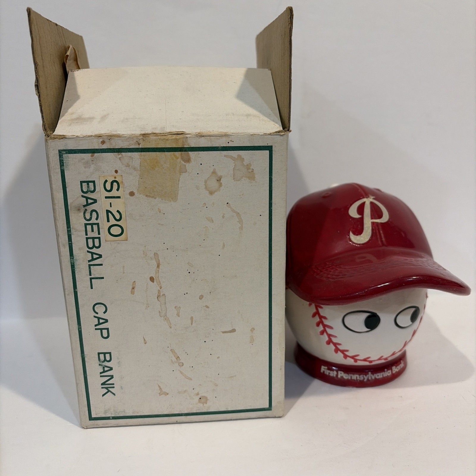 VTG First Pennsylvania Bank Philadelphia Phillies Ceramic Coin Baseball Cap WDWK
