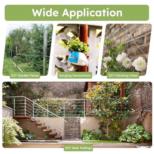 7 x 7 Strands Wire Rope with Aluminium 200FT 1/8 Inch Stainless Steel Cable Kit