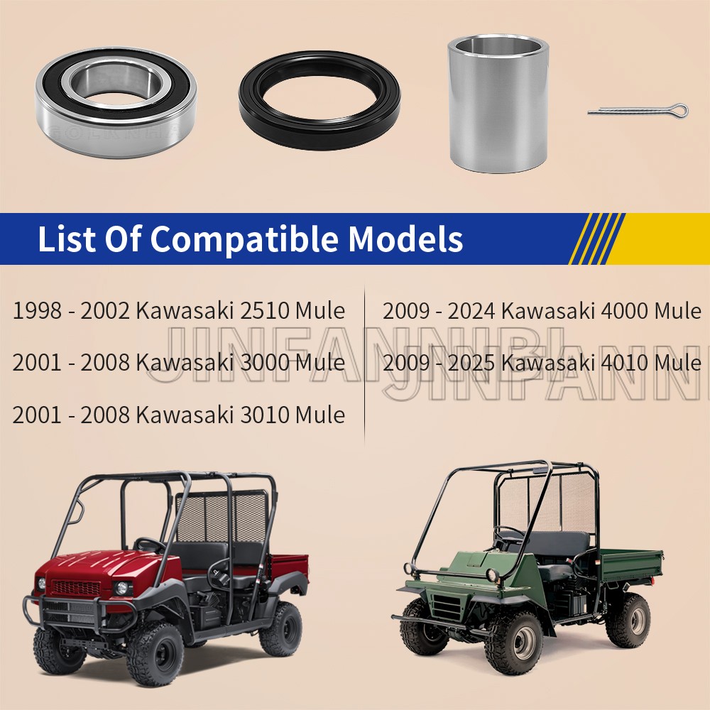 2SET Front Wheel Bearings Seals Kit for Kawasaki Mule 2510 3000 3010 4000 4010