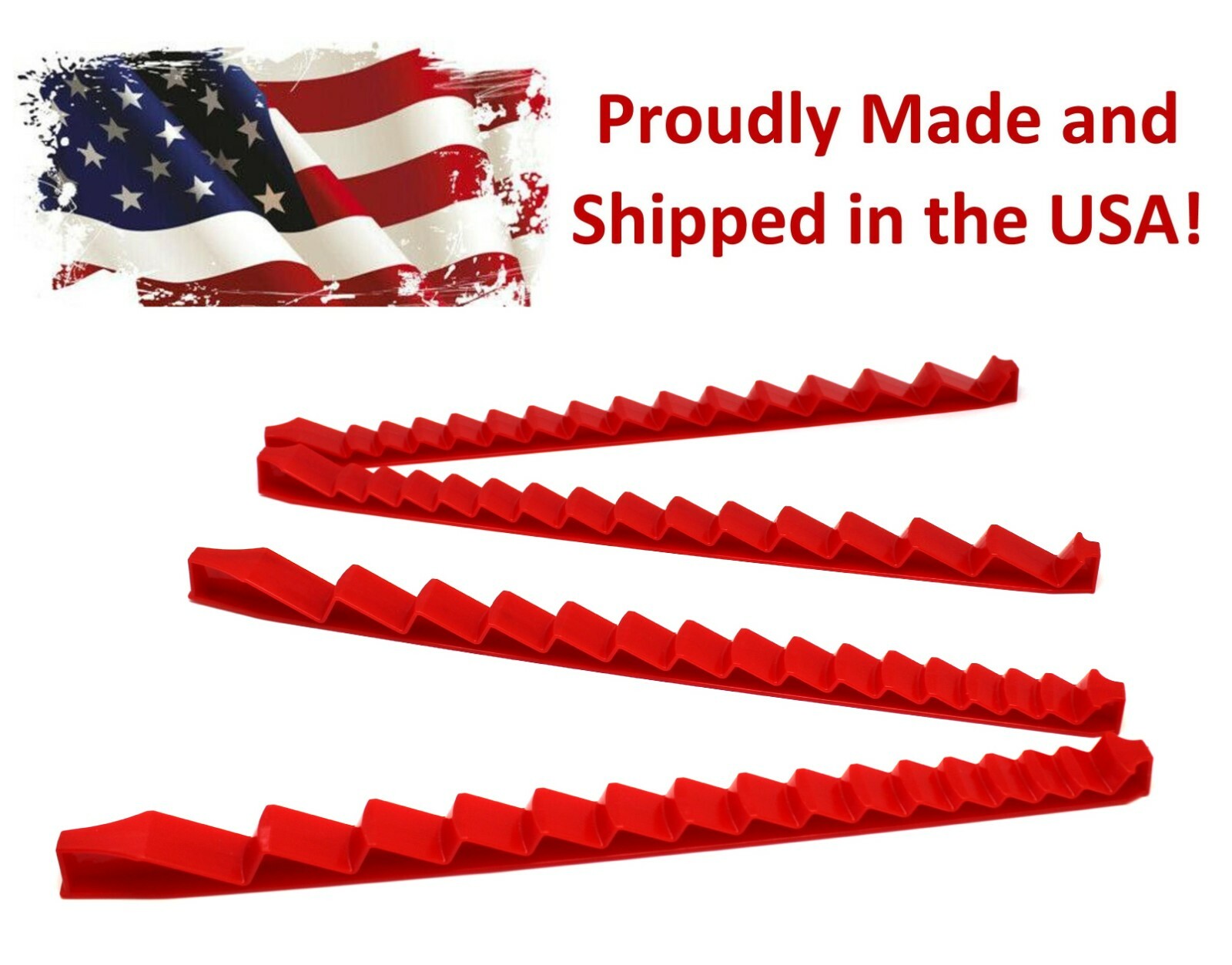 Red Plastic Low Profile 30 Tool Wrench Organizer Rail 4-Piece Set JSP