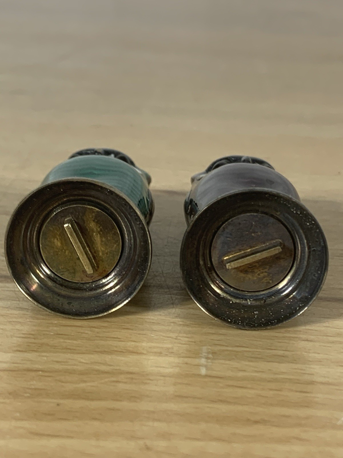 Rare David Andersen Norway 925 Sterling Guilloche Enamel Owl Salt Pepper Shakers