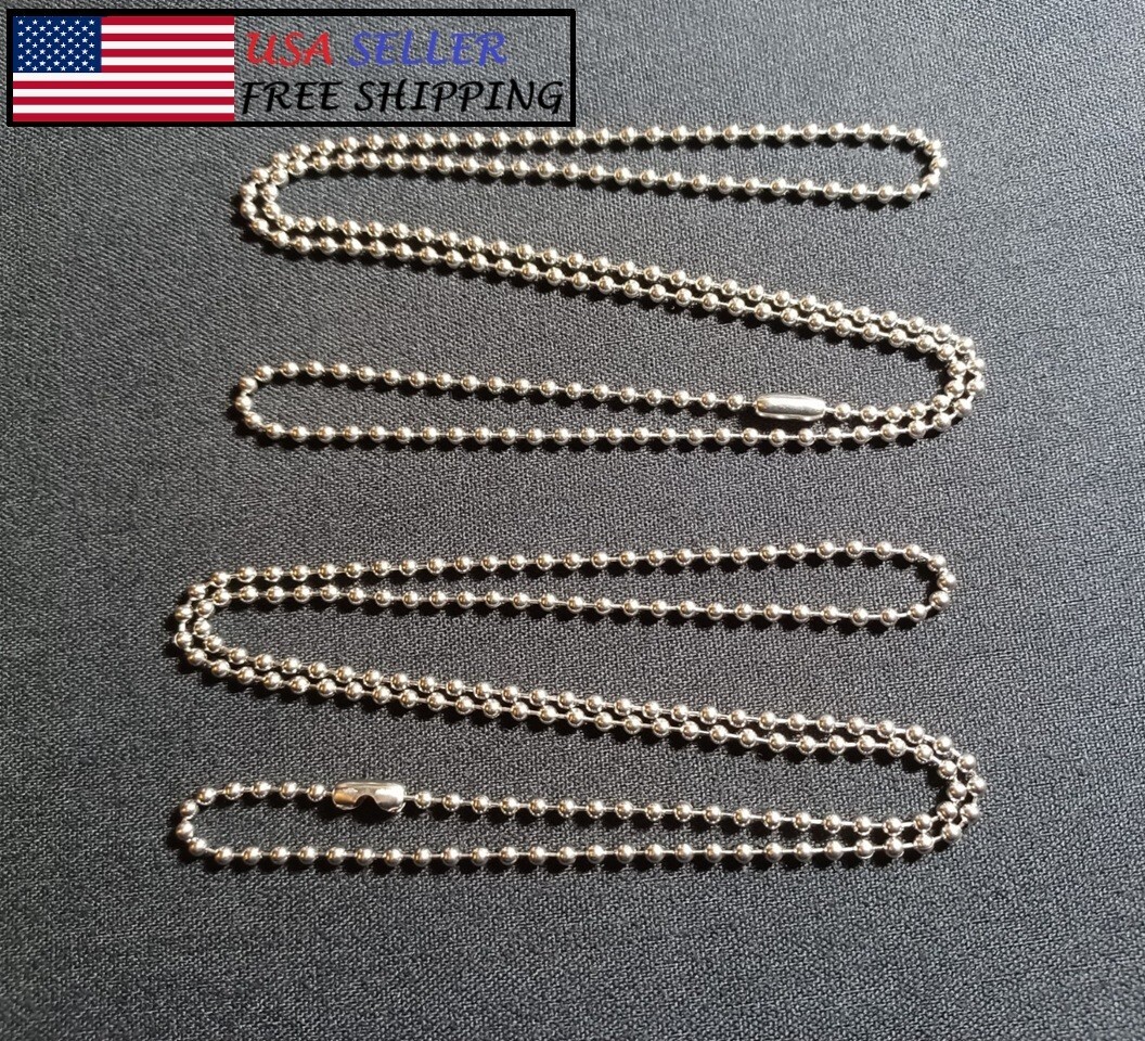 2 Military Spec Stainless Steel 24" Army Marines AirForce Navy Dog Tag Chains