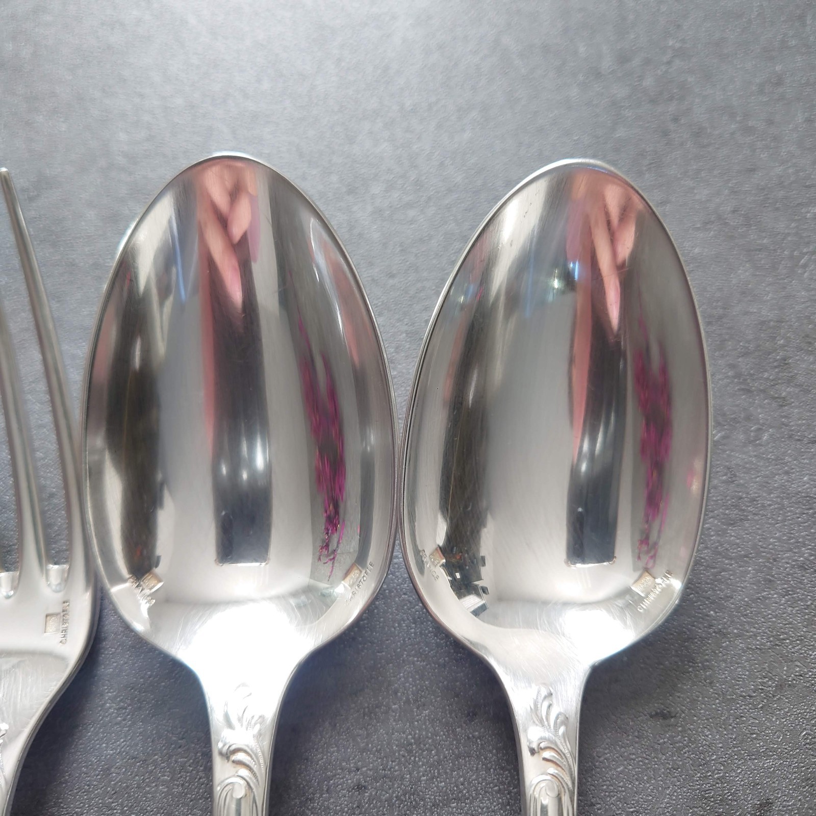 Christofle Marly 6pcs Silverplate Flatware Table Knife Fork Spoon Excellent