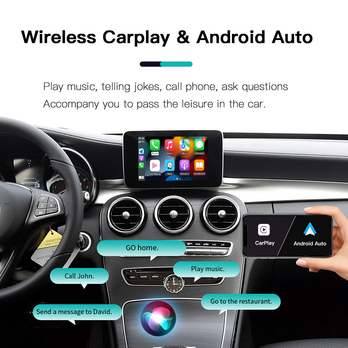 Wireless CarPlay Android Auto Module For Mercedes Benz NTG5.0 GLC X253 2015-2018