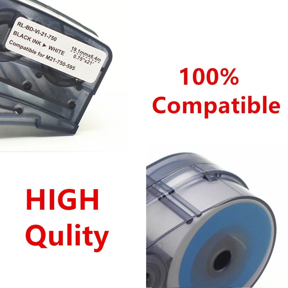 1PK For Brady BMP21 Label Cartridge M21-750-595-WT 19.1mm White Vinyl 3/4" x21'