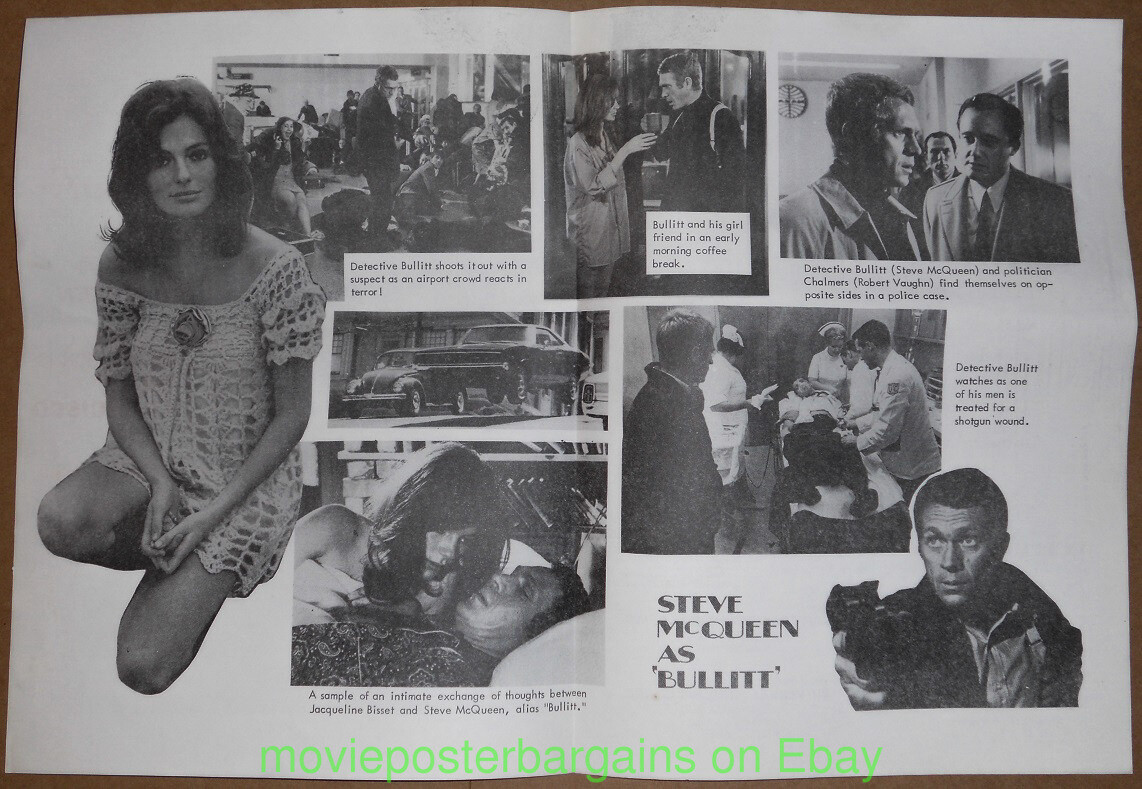 BULLITT Herald 4 Pages STEVE MCQUEEN Movie Poster Art On Cover N.MINT + BONUS !!