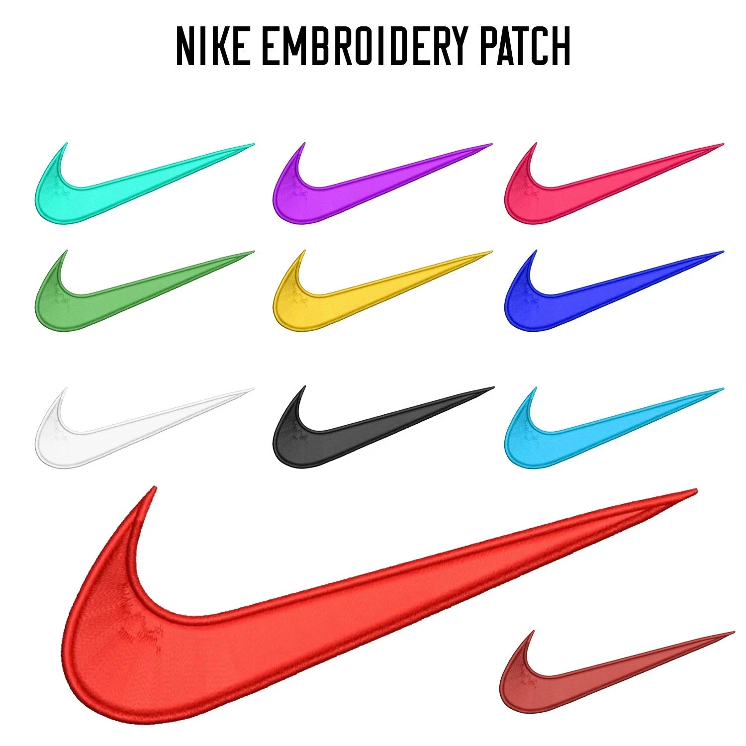 SWOOSH Embroidered Patch 2.25”-10” Iron On Sew-On Logo Badge Applique for Clothe
