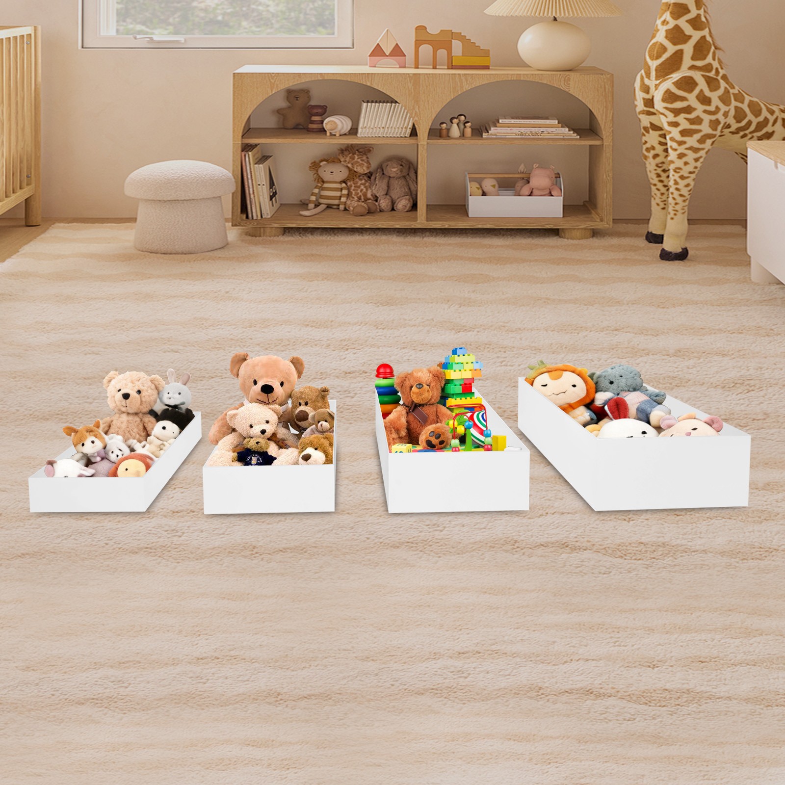 4Pcs White Acrylic Display Stands, Buffet Risers, Acrylic Nesting Stands Durable