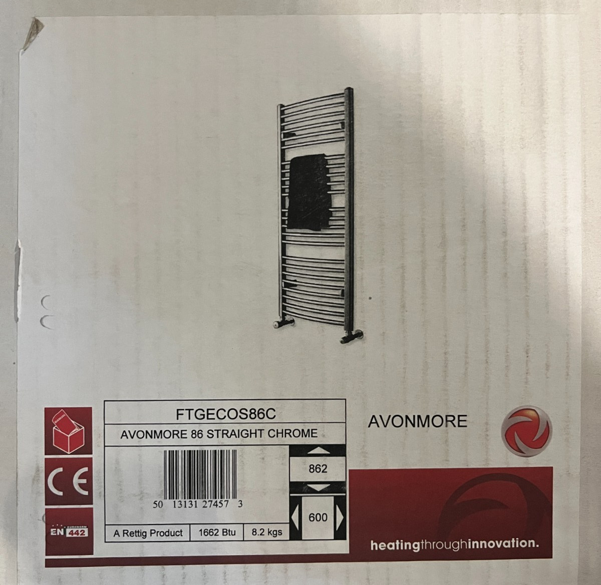 Myson COS86C Hydronic Towel Warmer, 23-5/8" W x 34" H, in STRAIGHT CHROME, New!