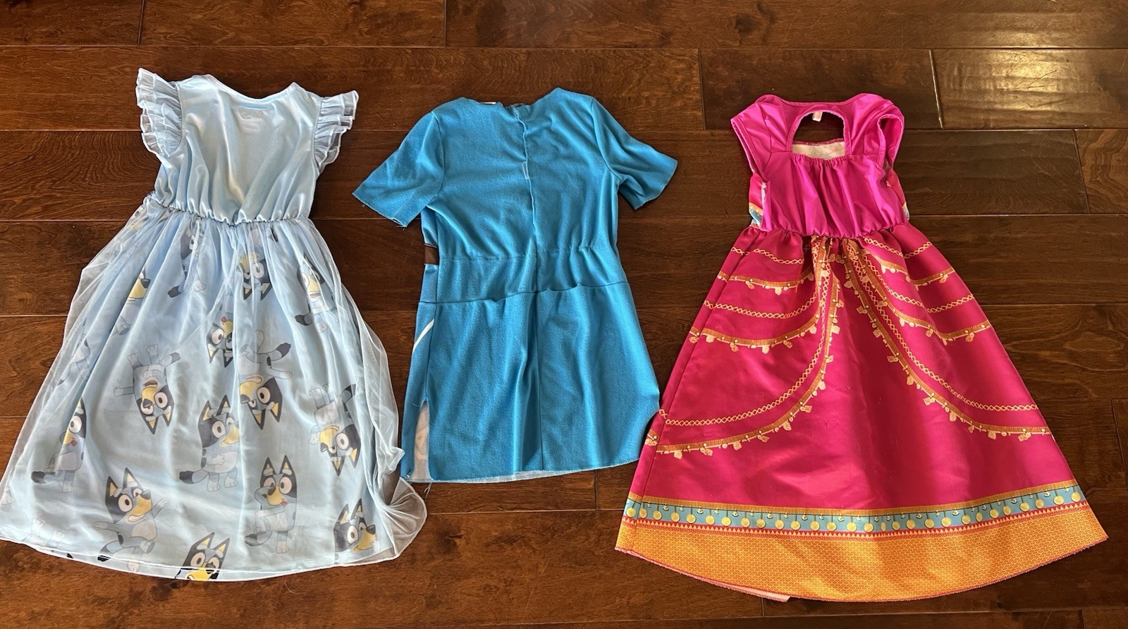 Disney, Bluey Little Girls Costume/Dress Up/play Dresses Lot Of 3 Size 5 To 6X