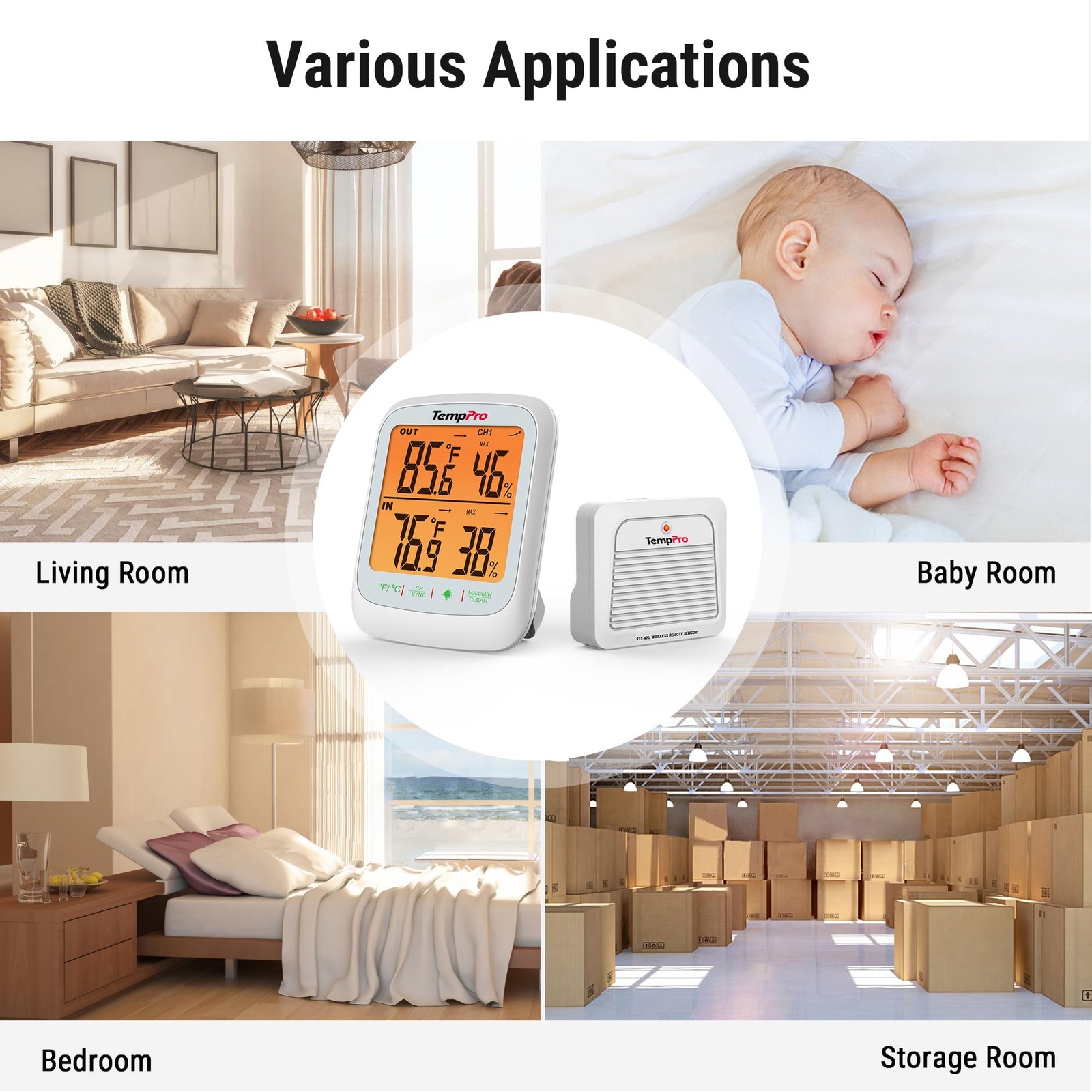 Best ThermoPro TP260B Indoor Outdoor Thermometer Wireless 1000ft/300m Range Pro