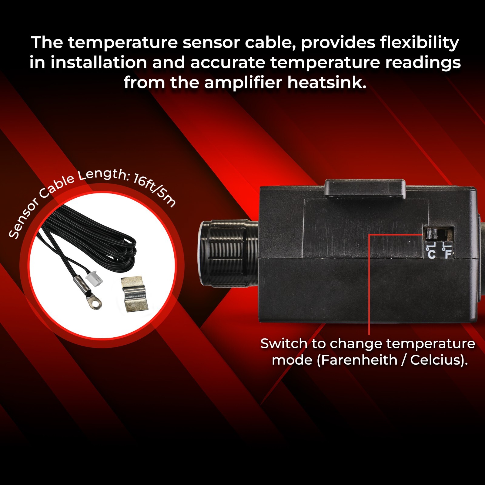 DS18 BKVTR Universal Bass knob with volt meter and temperature display