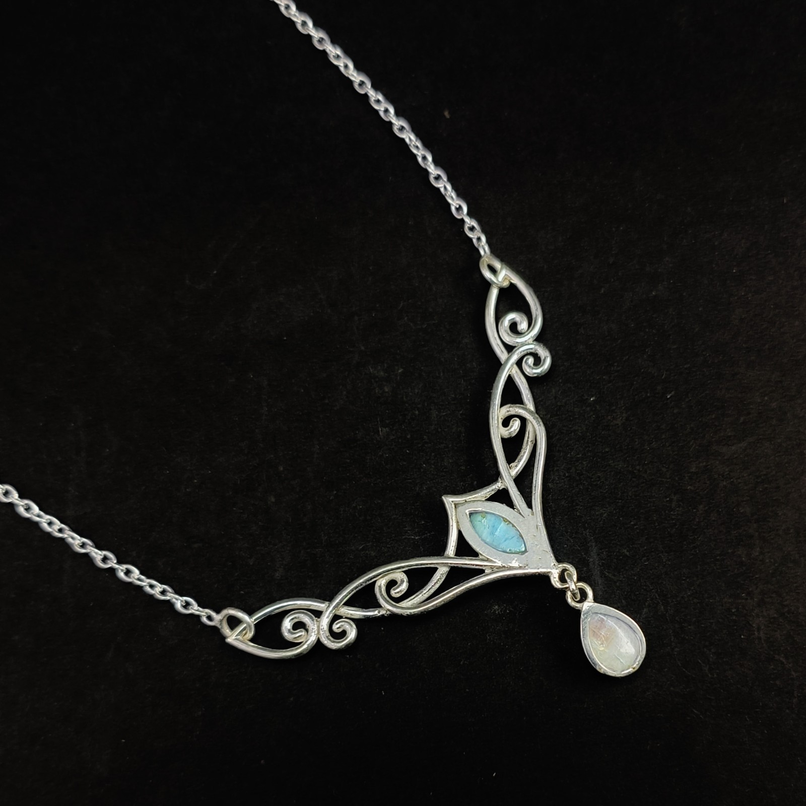 Rainbow Moonstone Jewelry 925 Sterling Silver handmade Gift Necklace 18"