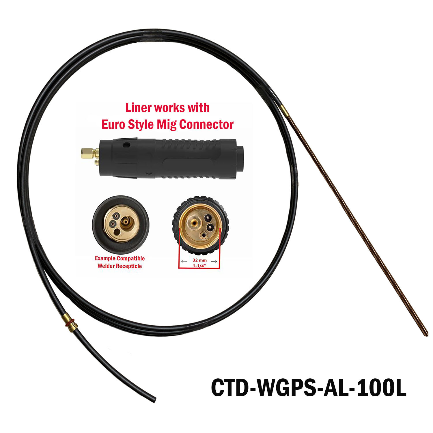 Graphite Mig Welder Liner For Prospot Aluminum Mig Welder - 10' Long Blue Handle