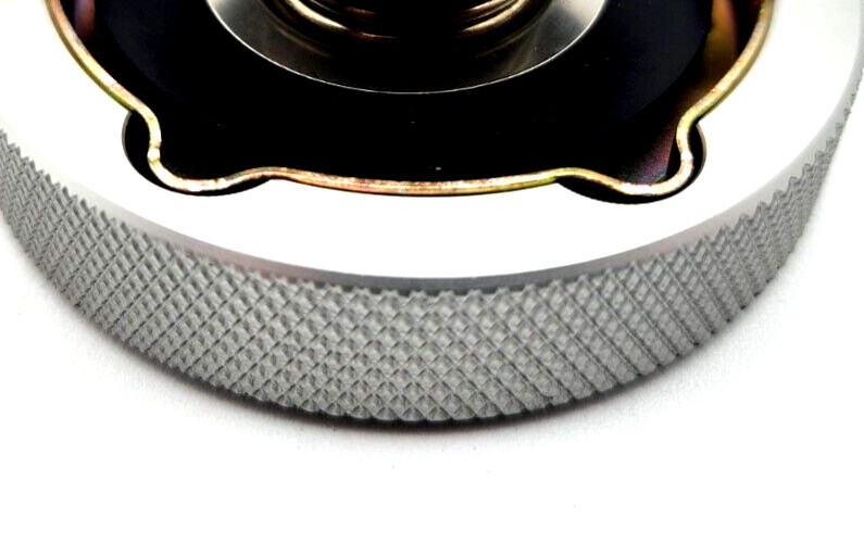 Radiator Cap, Billet Aluminum, Machined Finish, Knurled Edge, 16lbs Chevy Ford