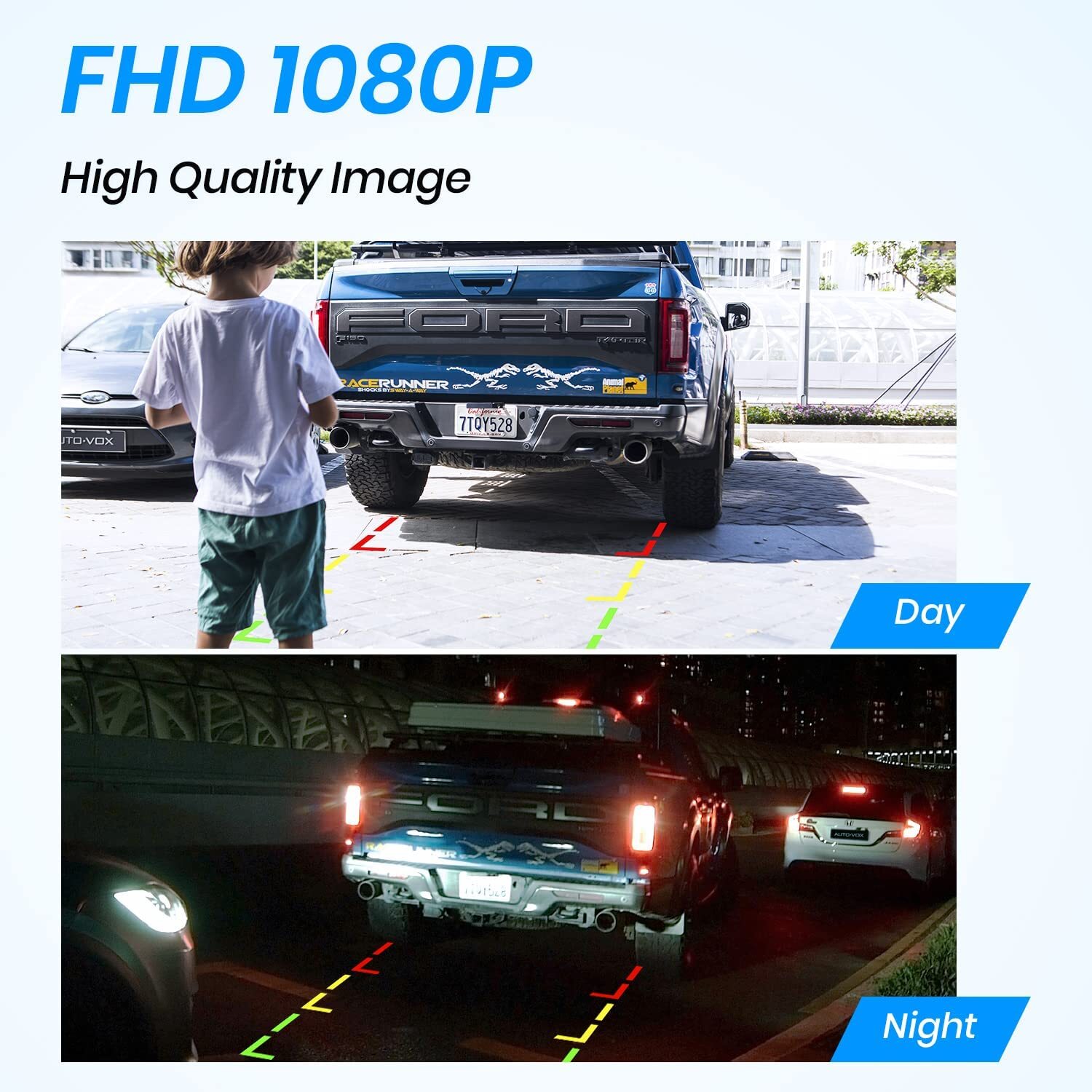 AUTO-VOX Solar Wireless Backup Camera 5'' Monitor + HD Rear View Parking System