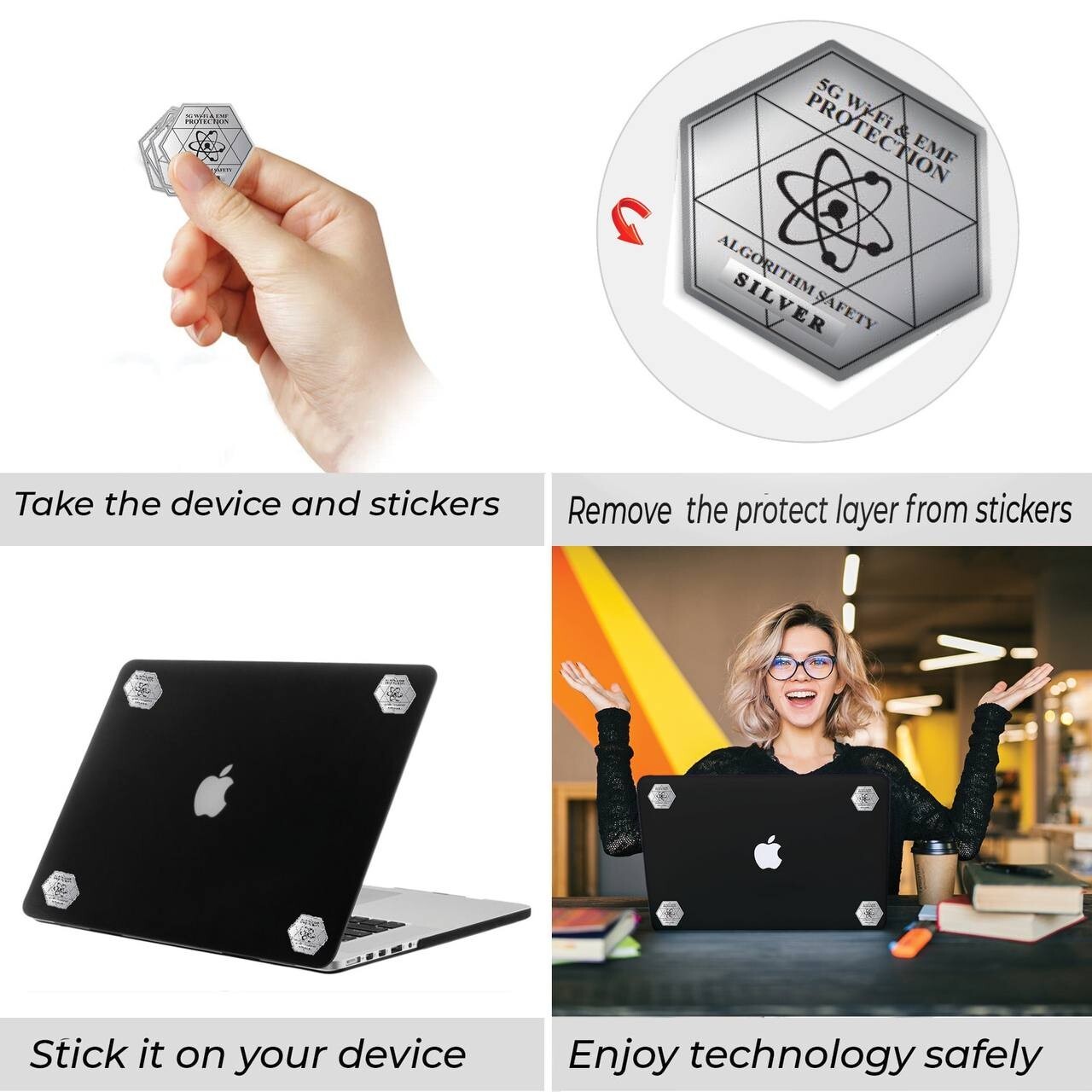 Advanced EMF & 5G Protection Silver Stickers Universal for Phones & Devices