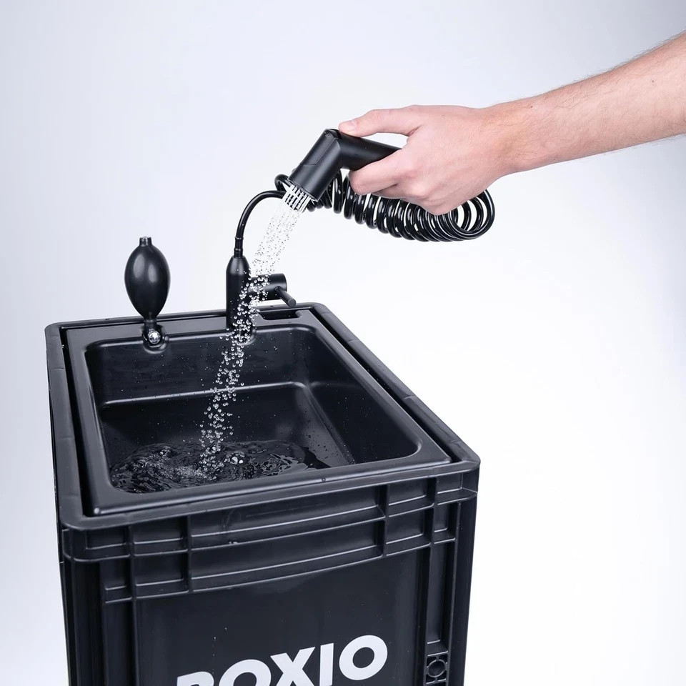 BOXIO Portable Sink Mobile Camping Wash Basin w/ Pump & 5L Tank Outdoor RV