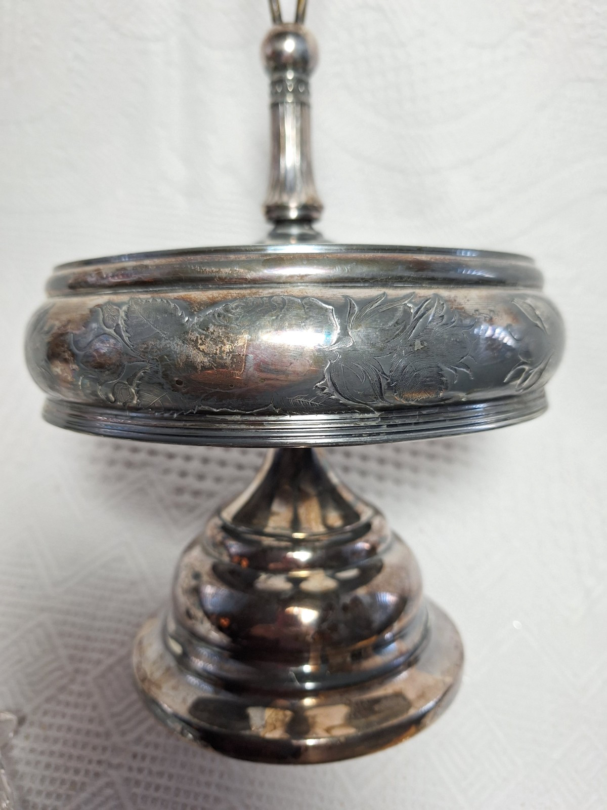 Antique Cruet Set Silver Plate Victorian 5 Etched Bottles Eastlake Design GS