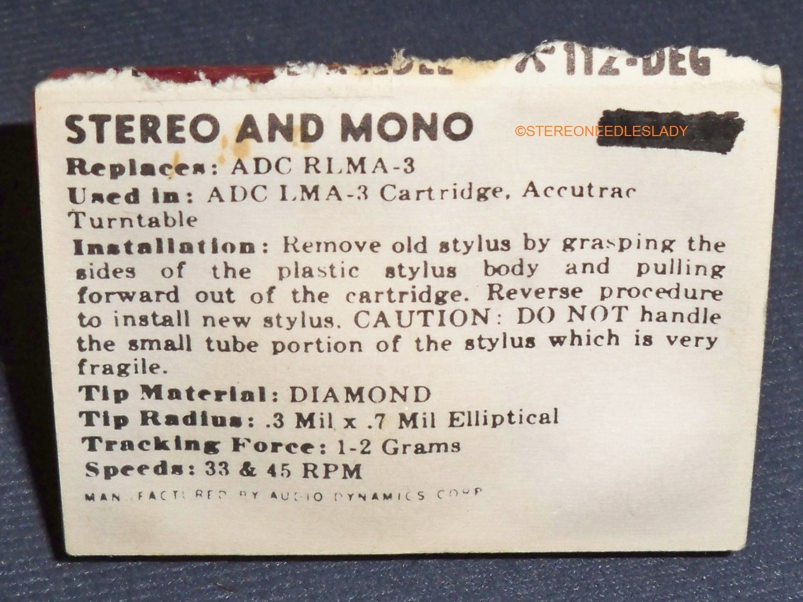 GENUINE ADC RLMA-3 for LMA-3 NEEDLE STYLUS ACCUTRAC 112-DEG