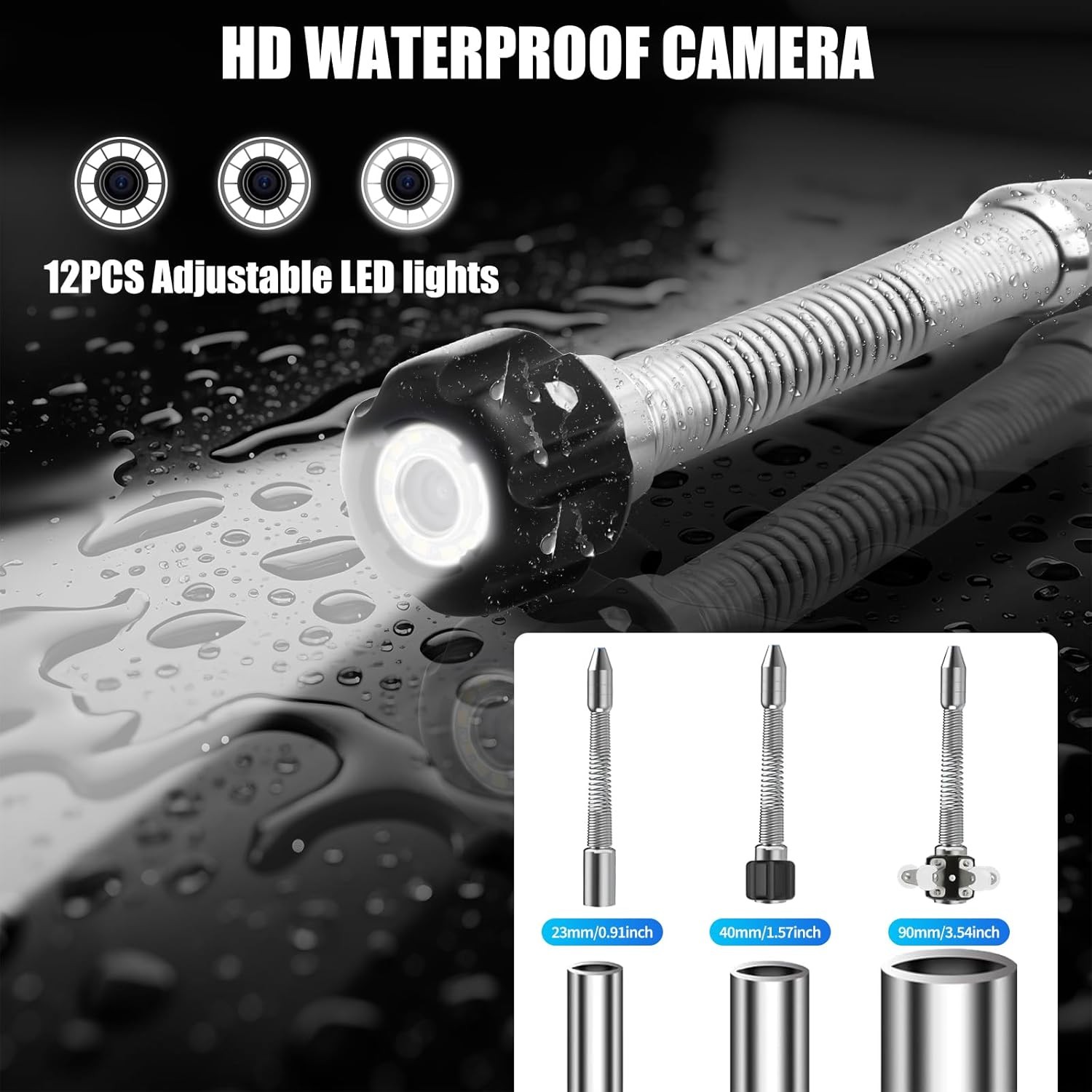 Sewer Camera 100FT/30m Self-Leveling Drain Camera with 1080P HD 9” Screen 16GB