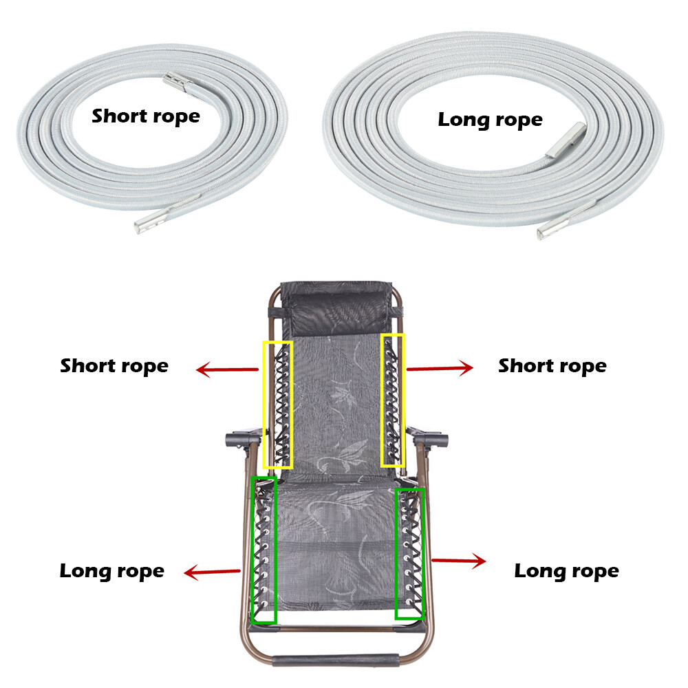 Replacement Lace Kit Zero Gravity Chair Repair Bungee Cord Universal 4 Pcs Black