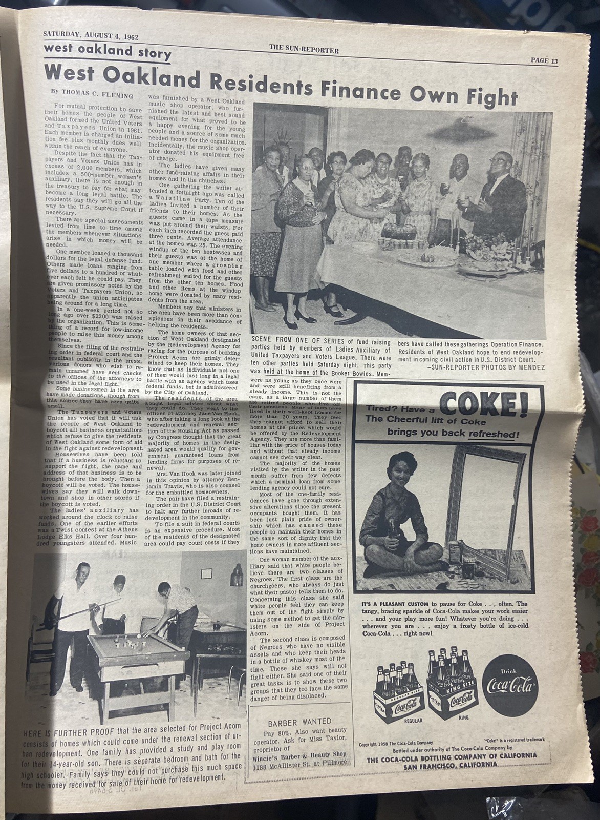 FULL Aug. 4, 1962 Black / African-American San Francisco SUN-REPORTER Newspaper