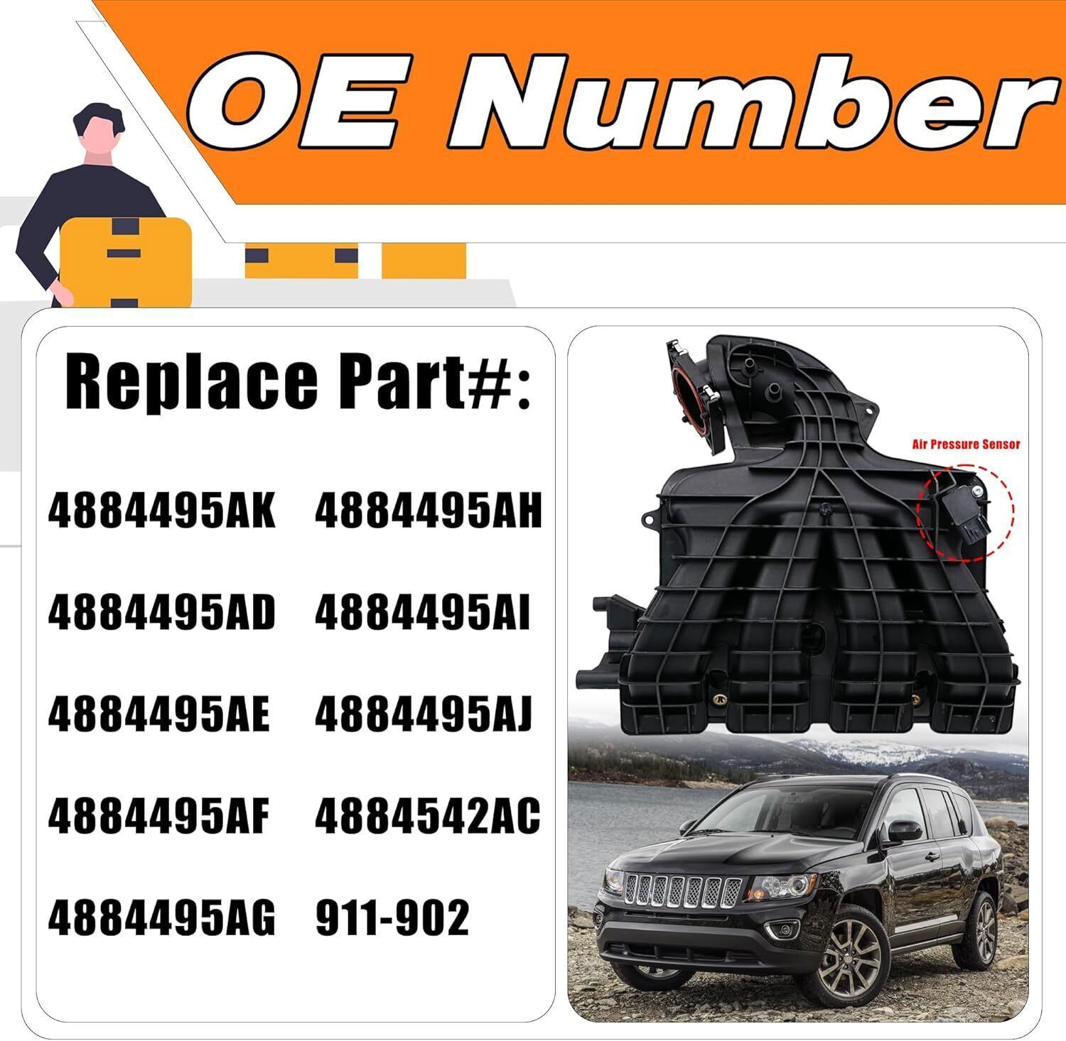 Intake Manifold w/ Runner Control Valve For 07-17 Jeep Patriot Compass Caliber