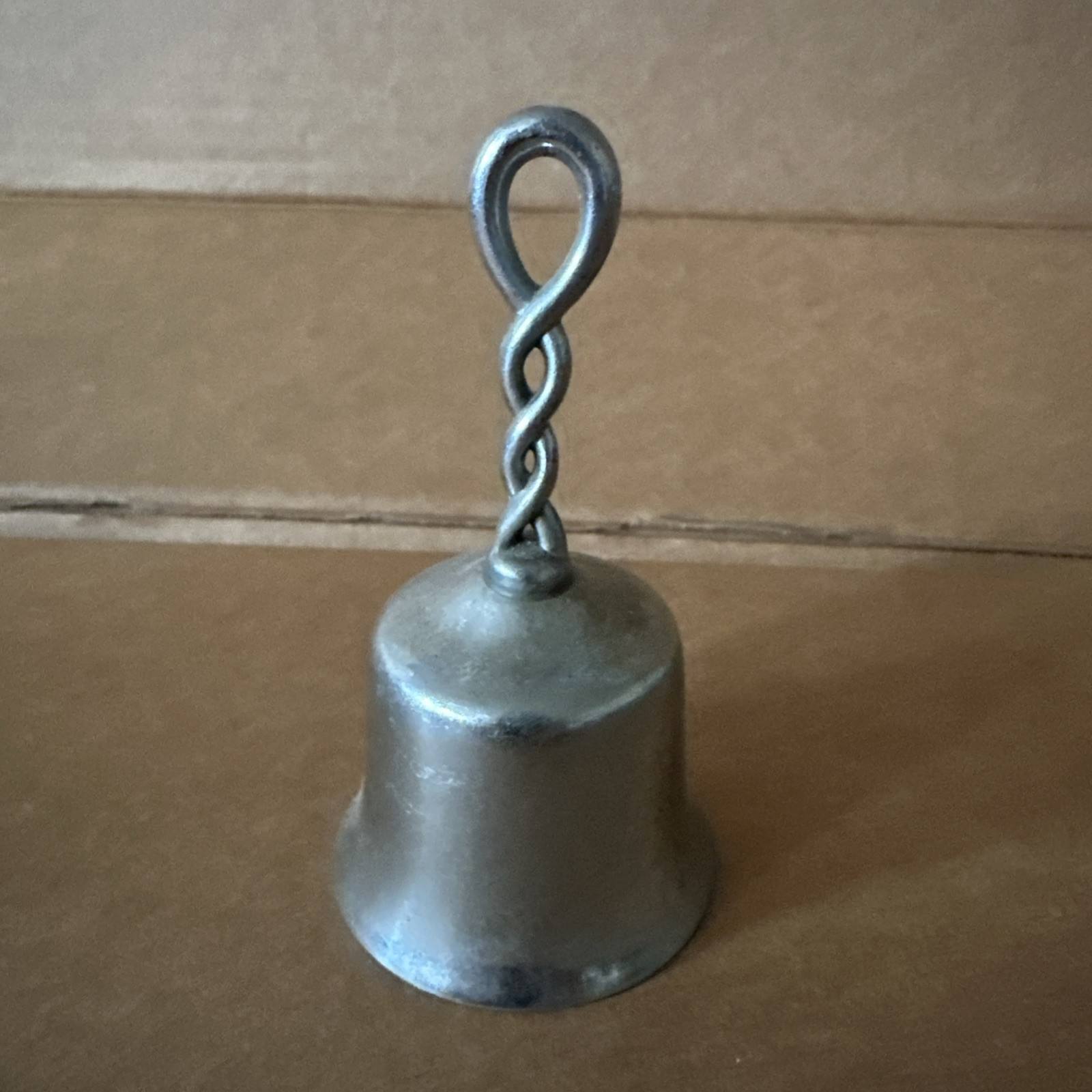 VTG twisted handle silver metal bell dinner supper NICE loud CLEAR ring vgc htf