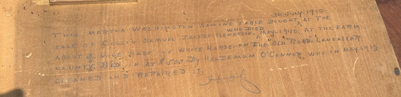 antique 1800s walnut sewing stand table Lancaster pa provenance Washington