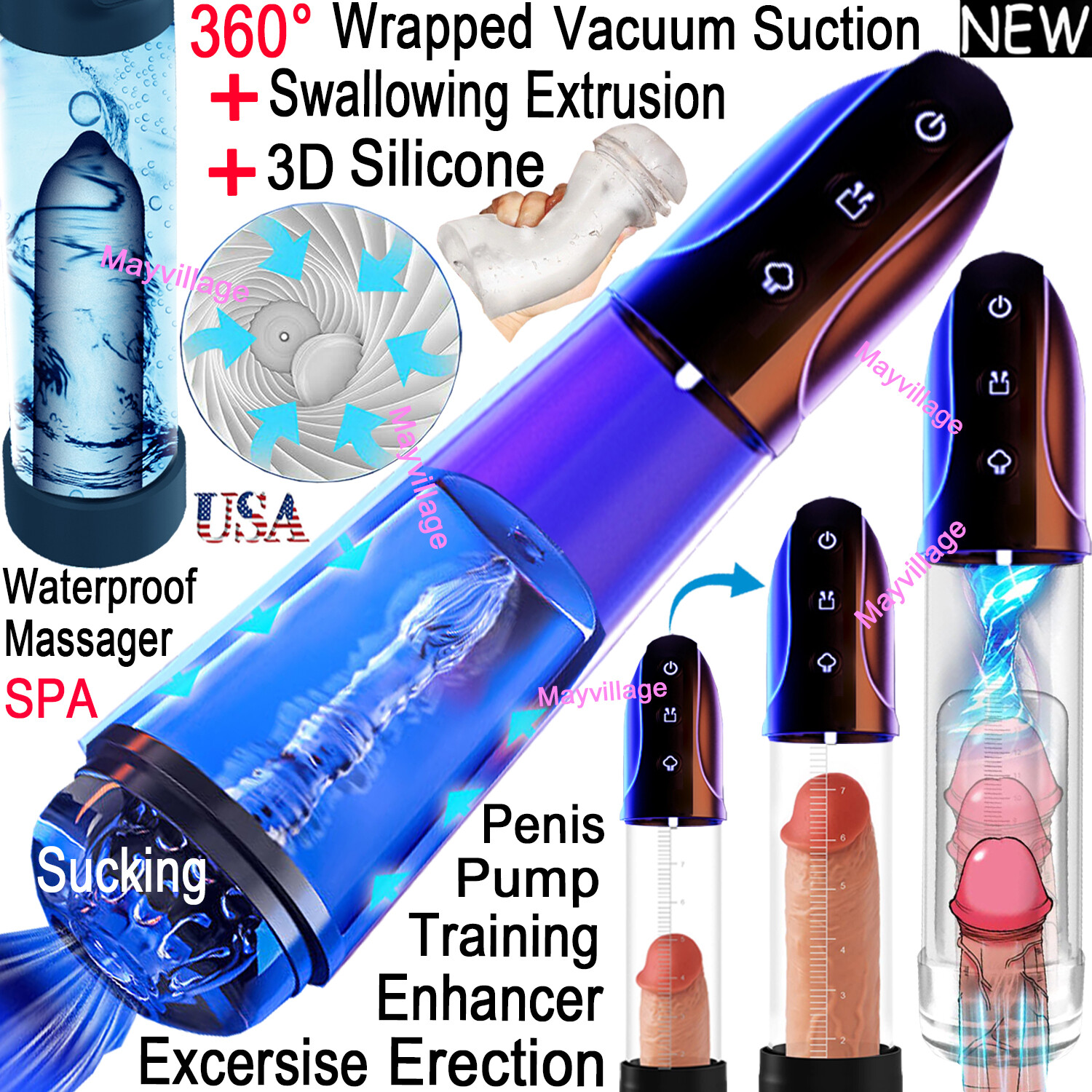 Penis Vacuum Sucking Pump Enhancer Male Masturbaters Enlarger Growth Cup Stroker