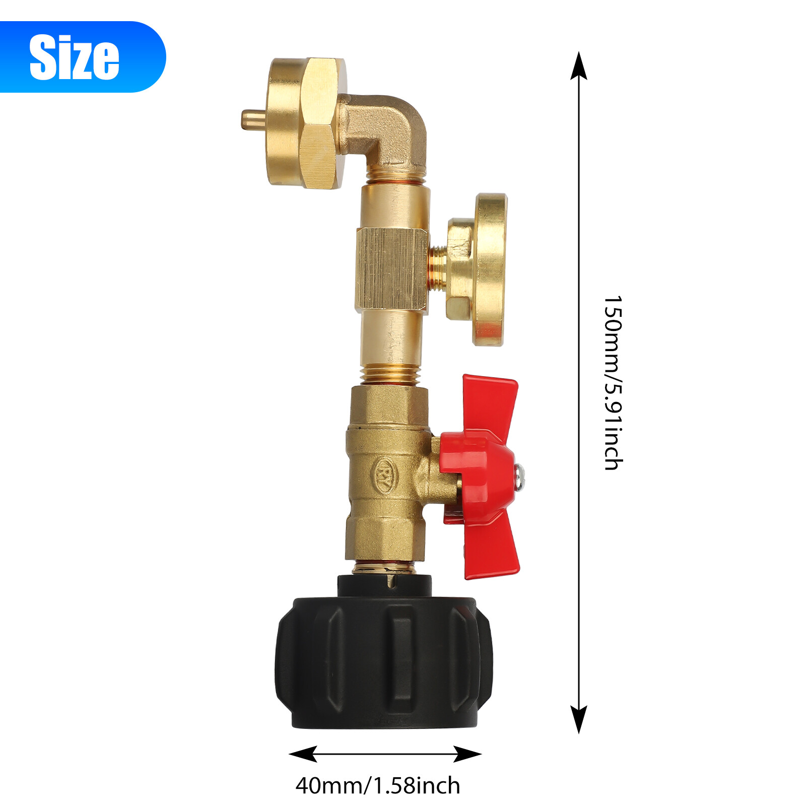 Propane Refill Adapter w/ON-Off Valve and Gauge Fill 1Lb Bottle From 5-40Lb Tank