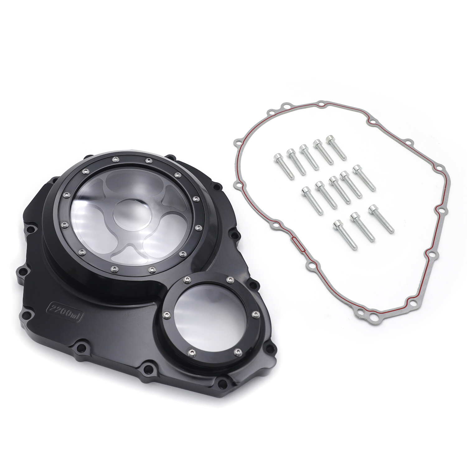 CNC Black&Clear Engine Clutch Cover w/Gasket For 2006-2022 Suzuki GSX-R 600/750