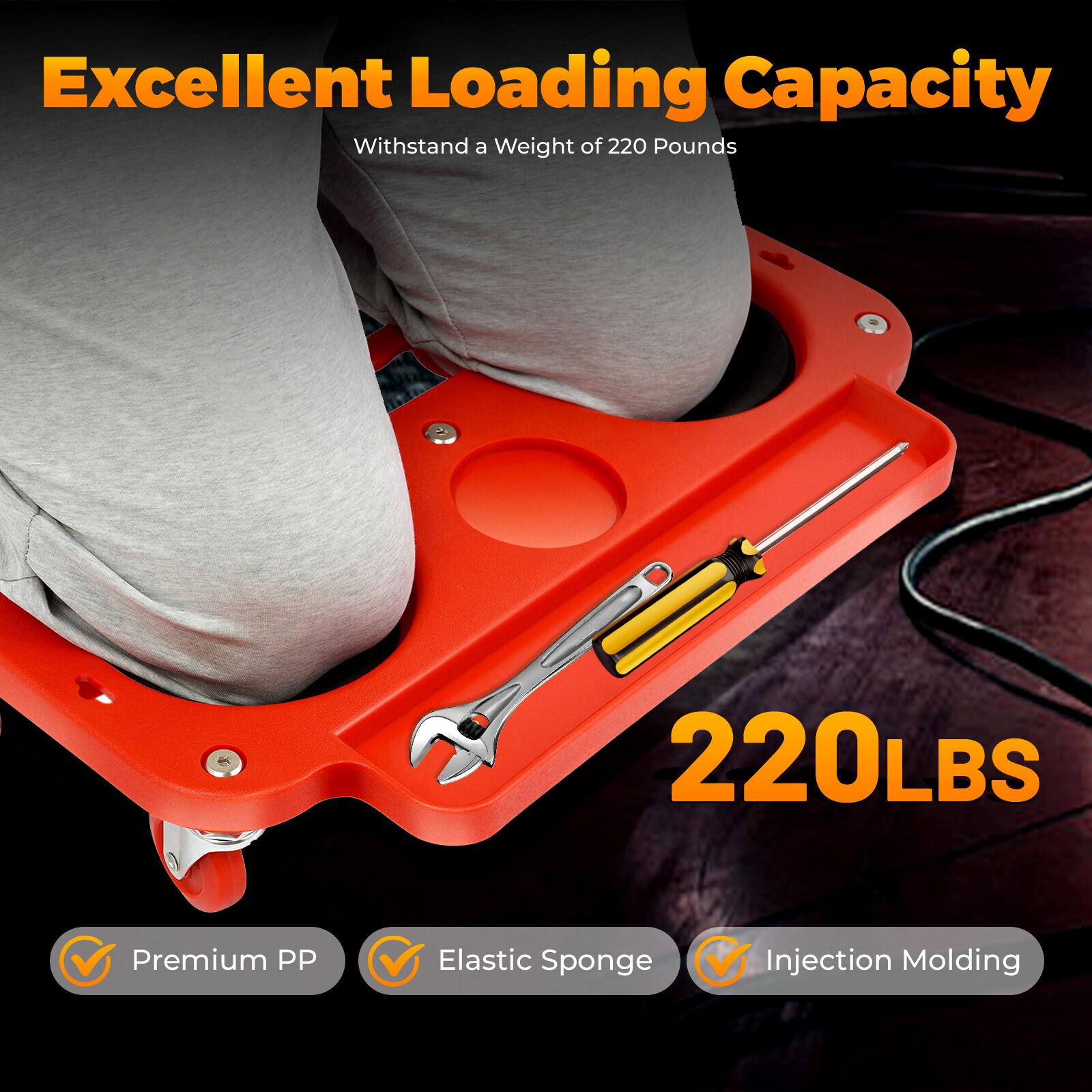 Universal Wheel Rolling Knee Cart Rolling Knee Pad for Mechanic Carpenter Floors