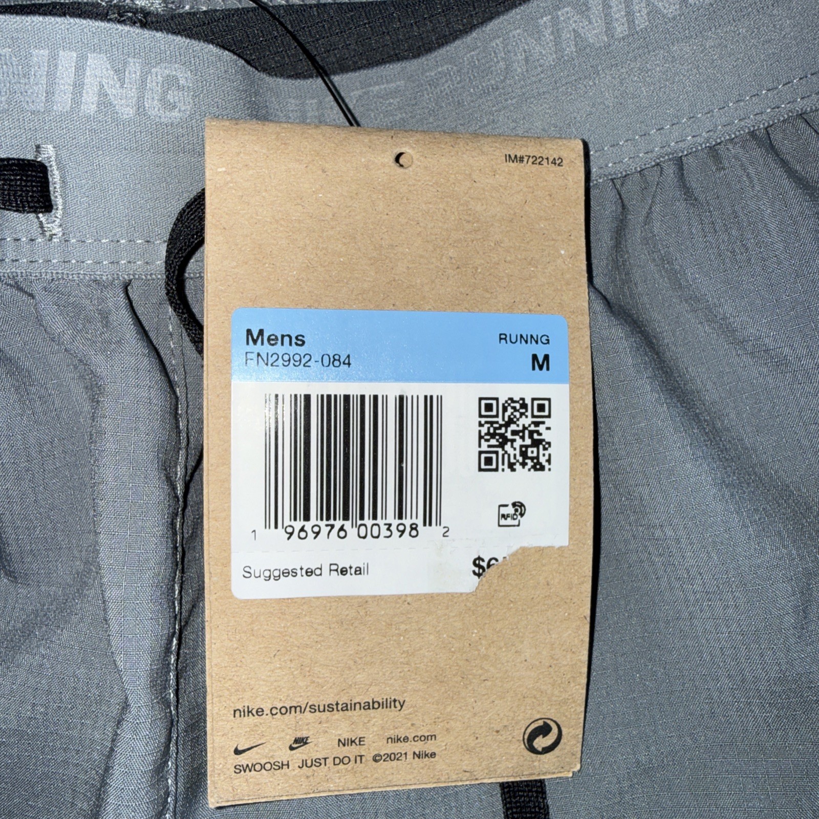 New Men’s M Nike Stride Running Lined 5” Inseam Dri-Fit Gray Workout Gym Shorts