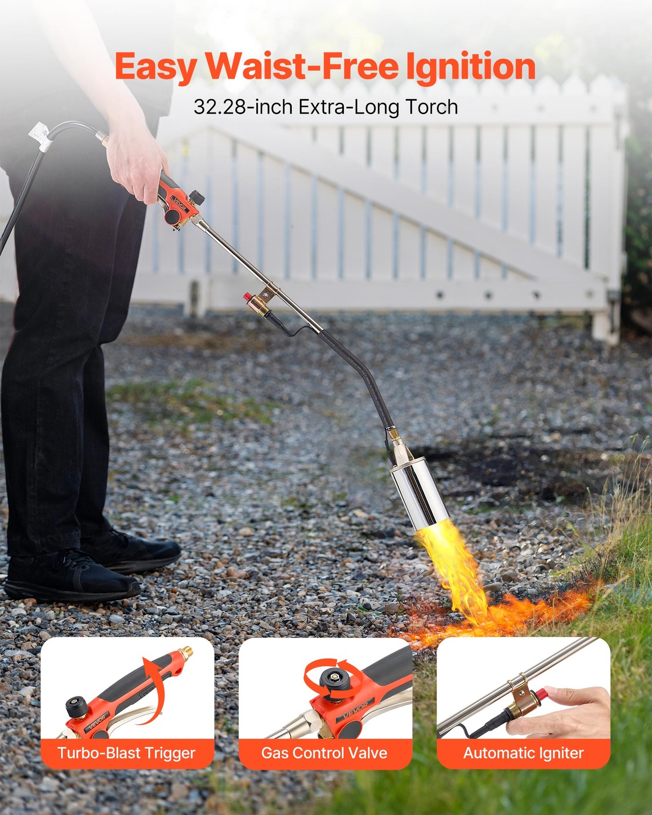 VEVOR Propane Weed Torch Burner Ice Snow Melter 2400000 BTU 10 ft Hose Portable