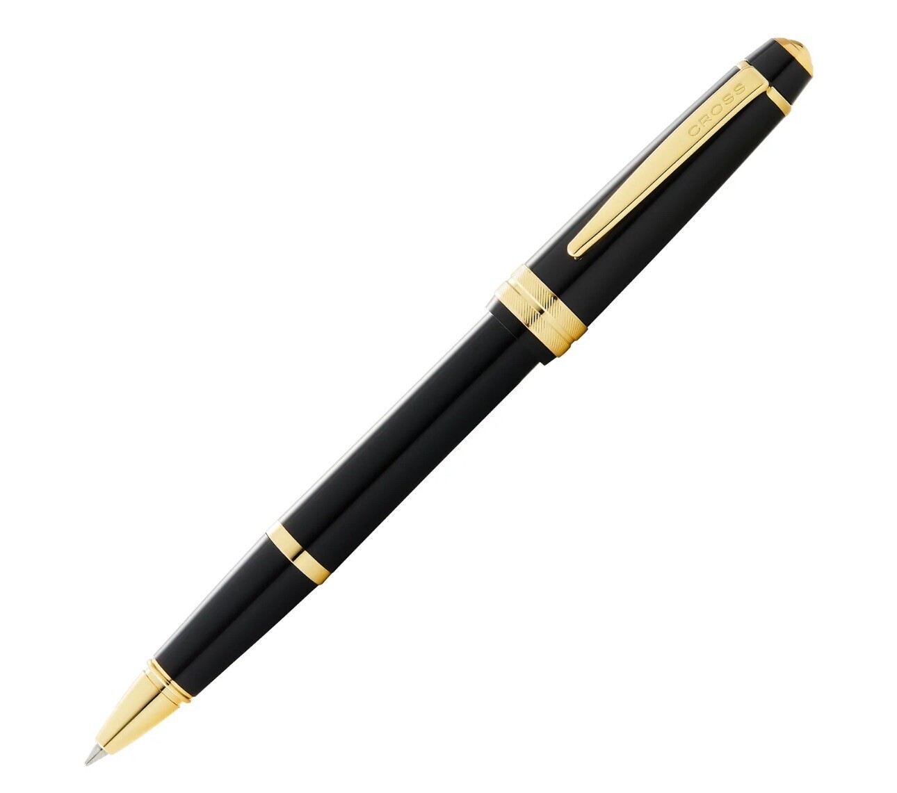 Cross Bailey Light Glossy Black Resin with Gold Trim Rollerball Pen AT0745-9 NEW
