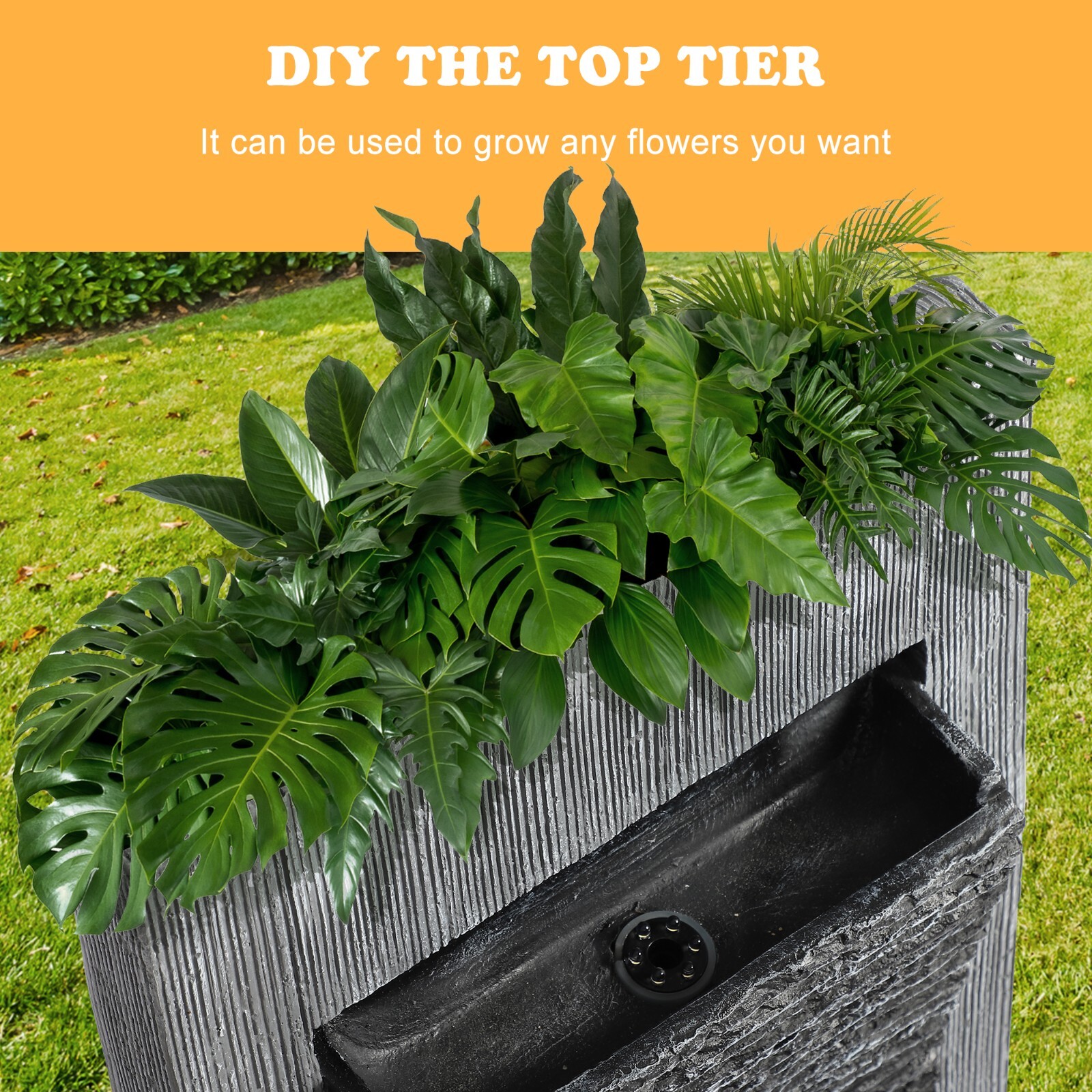 Indoor Modern Water Fountain with LED Lights for Garden Decor