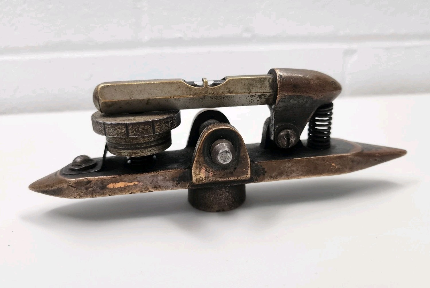 Unusual Bronze Inclinometer w/ Micrometer Adjustment & a Starrett No. 135 Level