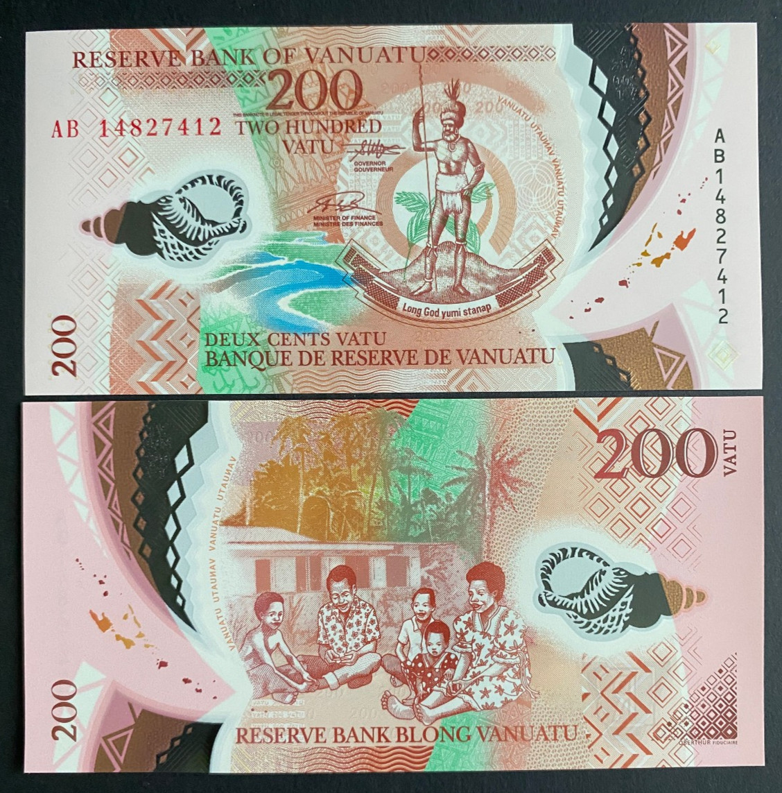 Vanuatu 200 Vatu 2014 Polymer Banknote World Paper Money UNC Currency Bill Note
