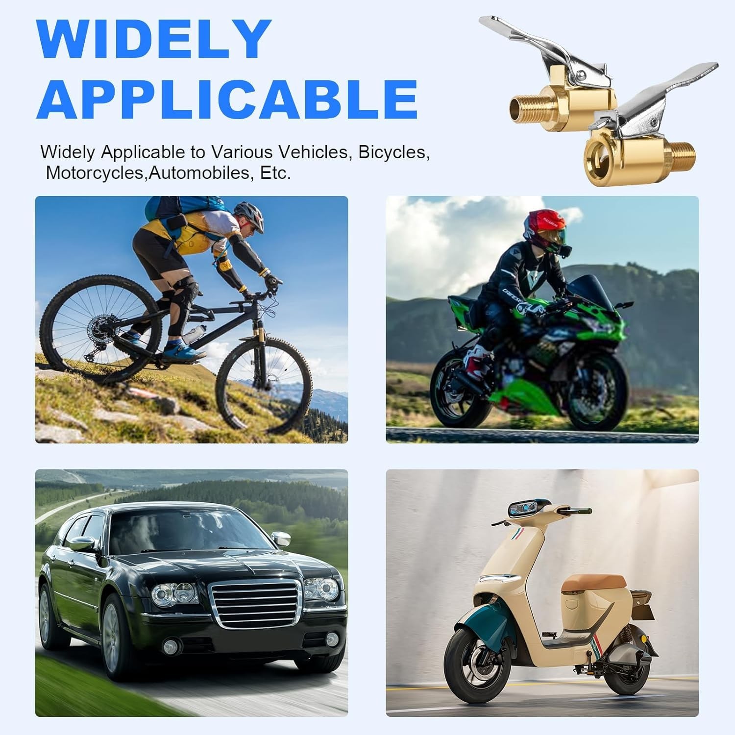 2Pcs Locking Tire Air Chuck,Brass Tire Inflation Hose Adapter,Tire Nozzle with T