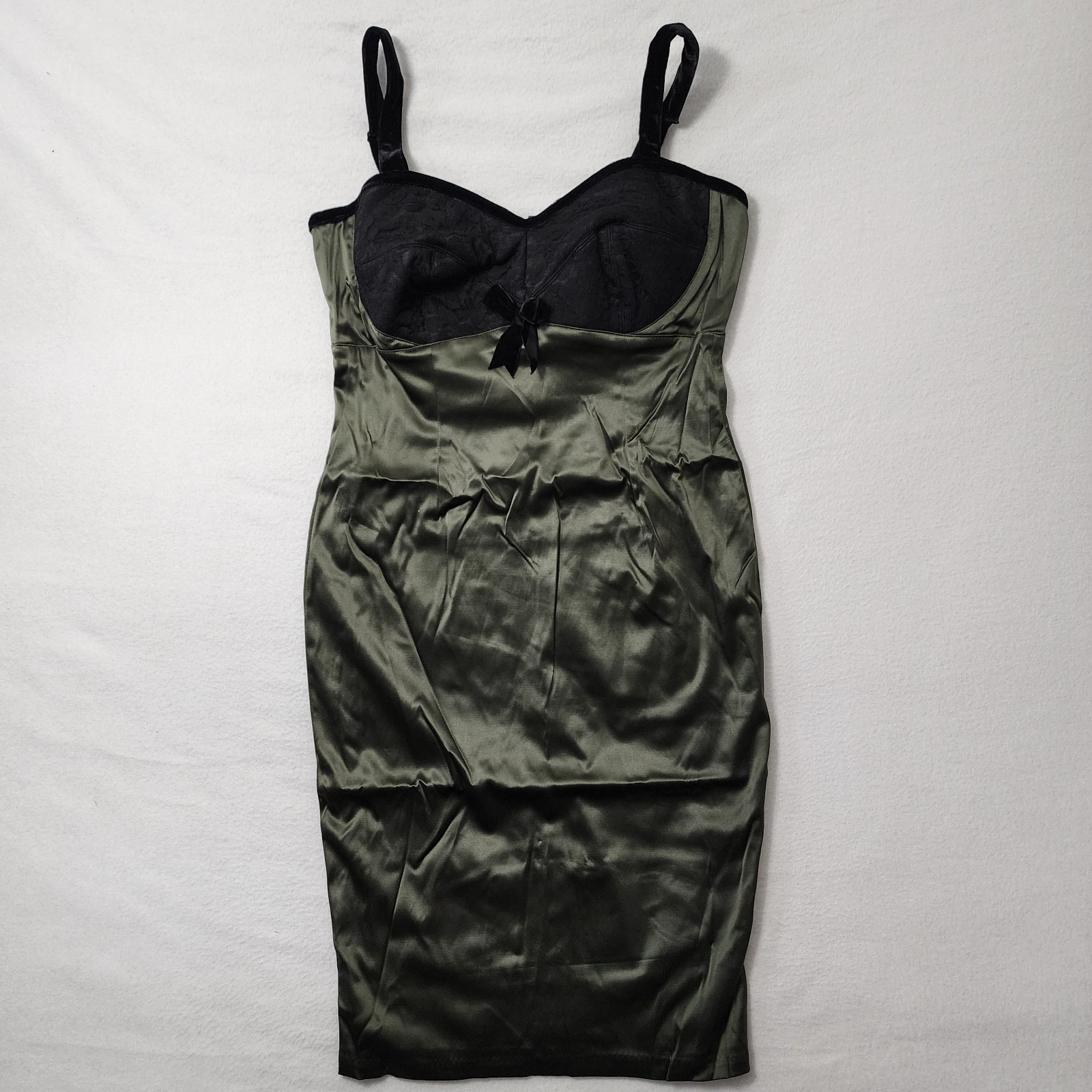 Pinup Girl Deadly Dames Courtesan satin wiggle dress with belt