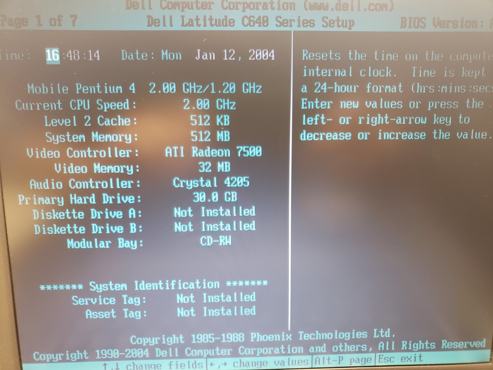 Vintage Dell Latitude C640 Laptop Windows 2000 PIV 2.0 GHz. Serial 30GB 512MB