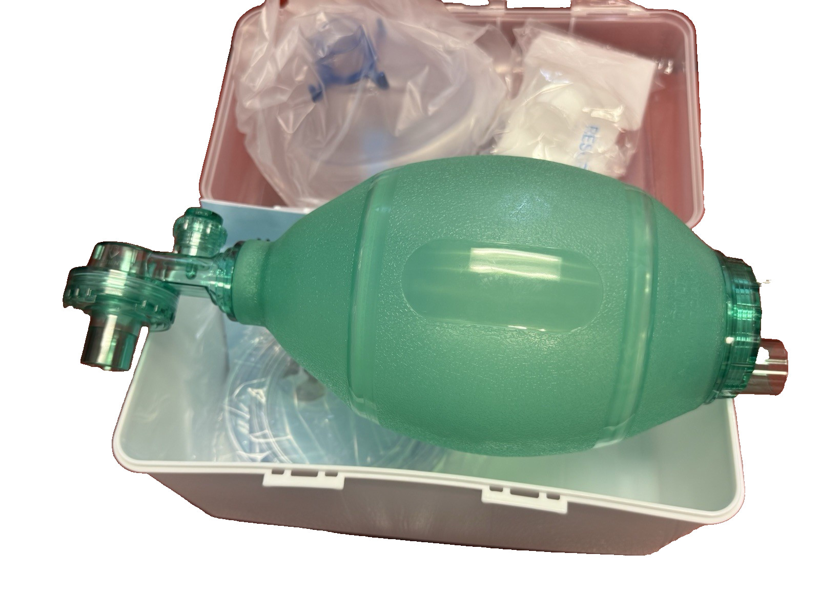 CPR Ambu Bag (2000ml) for Adults – Includes Mask, O2 line, & O2 res – New in Bag