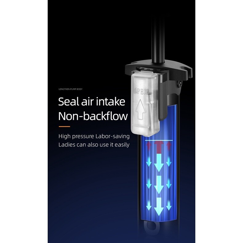 ROCKBROS Bike Pump High Pressure 160Psi Schrader Presta Valve Barometer Inflator