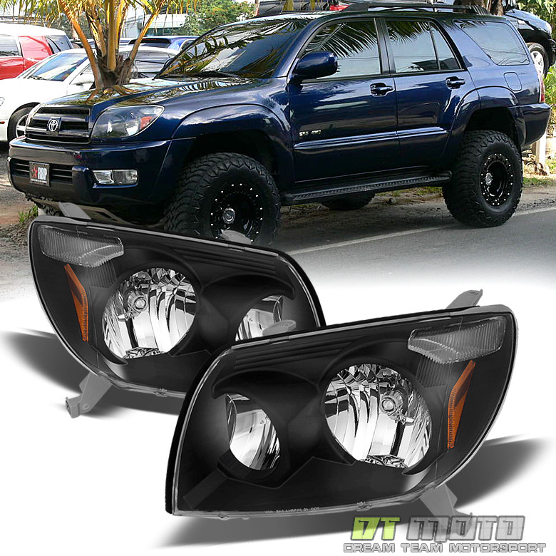 For Black 2003 2004 2005 Toyota 4Runner 4-Runner Headlights Headlamps Left+Right